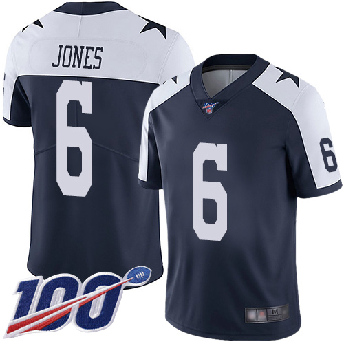 Men Dallas Cowboys Limited Navy Blue Chris Jones Alternate #6 100th Season Vapor Untouchable Throwback NFL Jersey->women nfl jersey->Women Jersey